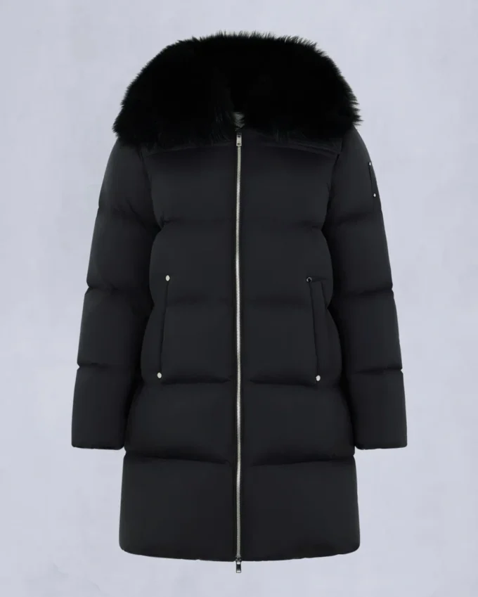 Belle Dune Long Shearling Trim Puffer