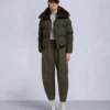 Belle Dune Short Shearling Trim Puffer