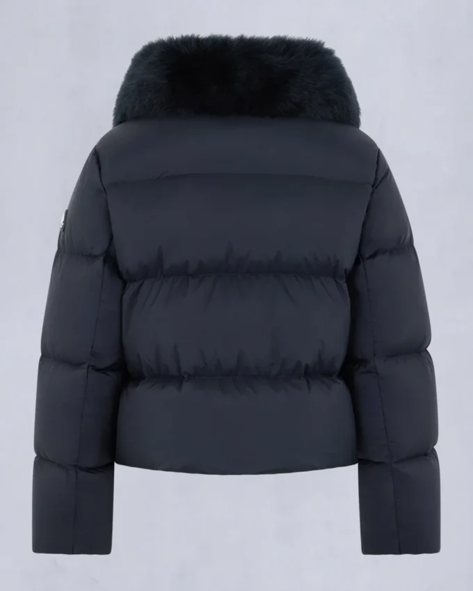 Belle Dune Short Shearling Trim Puffer