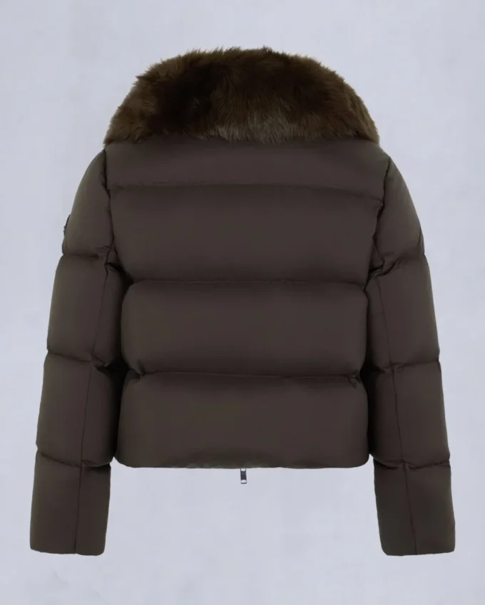 Belle Dune Short Shearling Trim Puffer