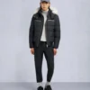 Cloud Shearling Trim Bomber Jacket