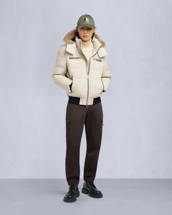Cloud Shearling Trim Bomber Jacket