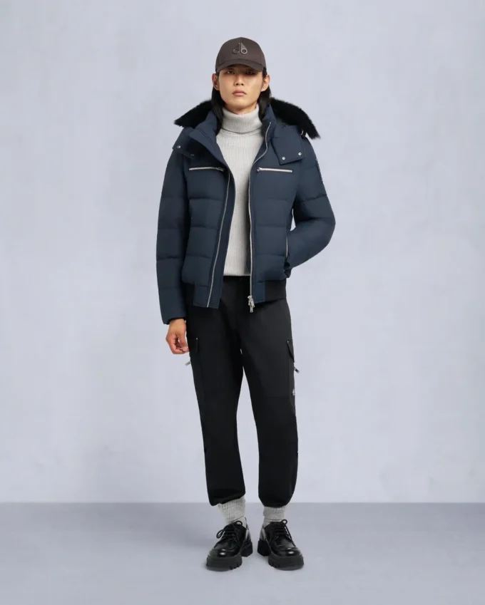 Cloud Shearling Trim Bomber Jacket