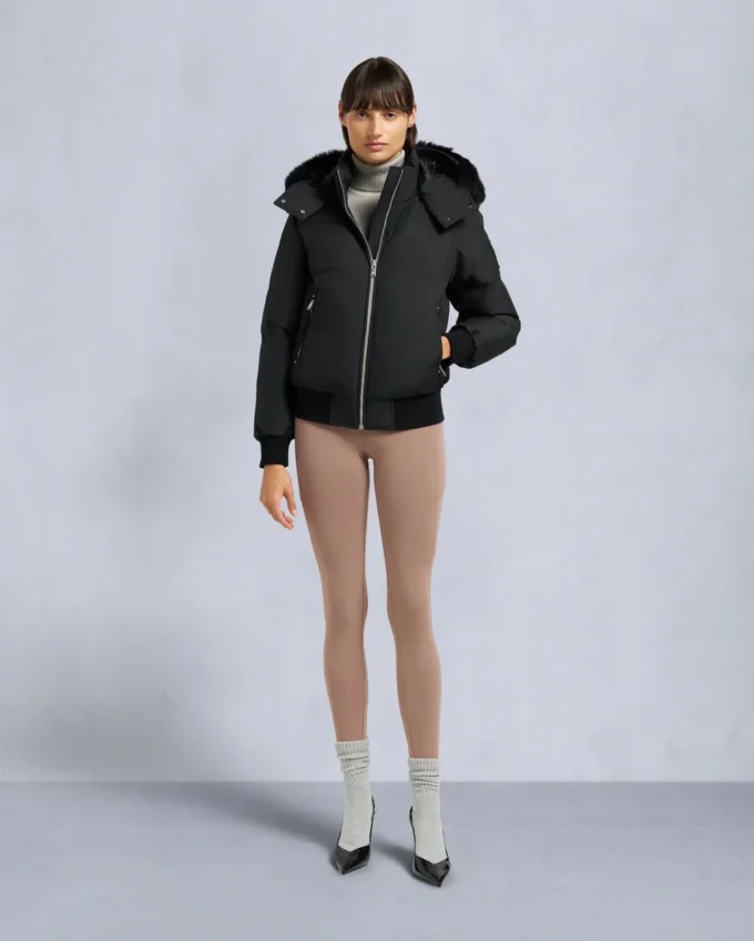 Cloud Shearling Trim Bomber Jacket