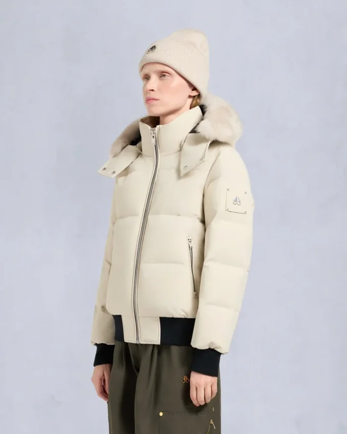Cloud Shearling Trim Bomber Jacket