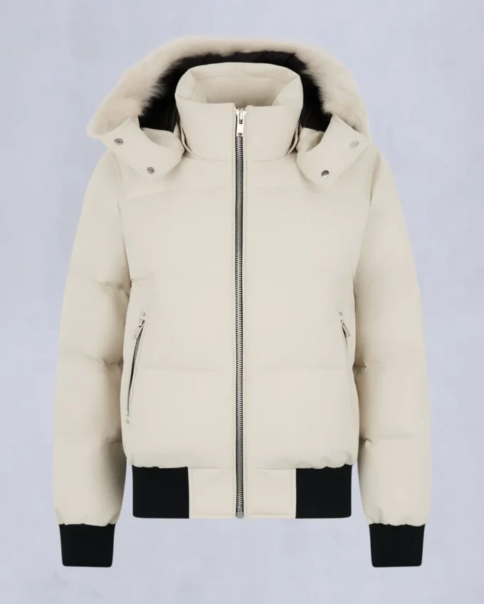 Cloud Shearling Trim Bomber Jacket
