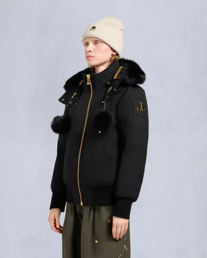 Gold Series Original Sainte Flavie Shearling Trim Bomber Jacket