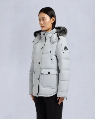 Onyx Anguille Shearling Trim Jacket