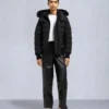 Onyx Ladriere Shearling Trim Bomber Jacket