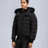 Onyx Ladriere Shearling Trim Bomber Jacket