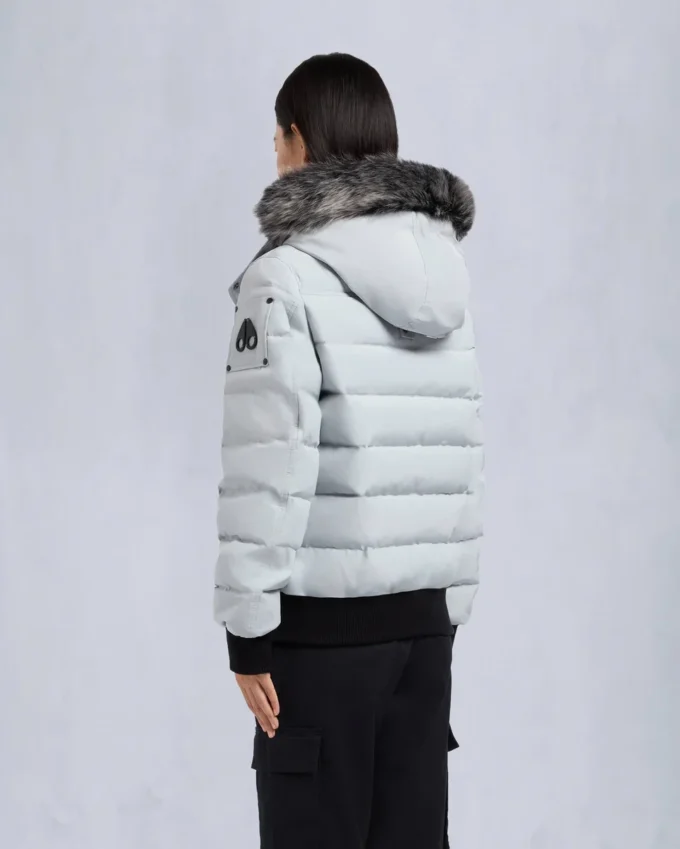 Onyx Ladriere Shearling Trim Bomber Jacket