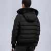 Onyx Ladriere Shearling Trim Bomber Jacket