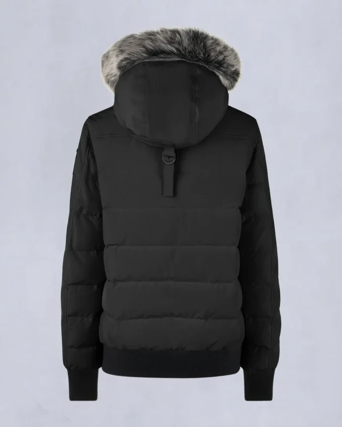 Onyx Ladriere Shearling Trim Bomber Jacket