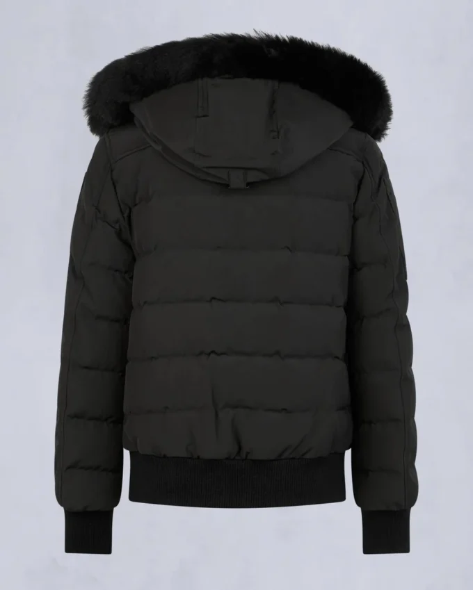 Onyx Ladriere Shearling Trim Bomber Jacket