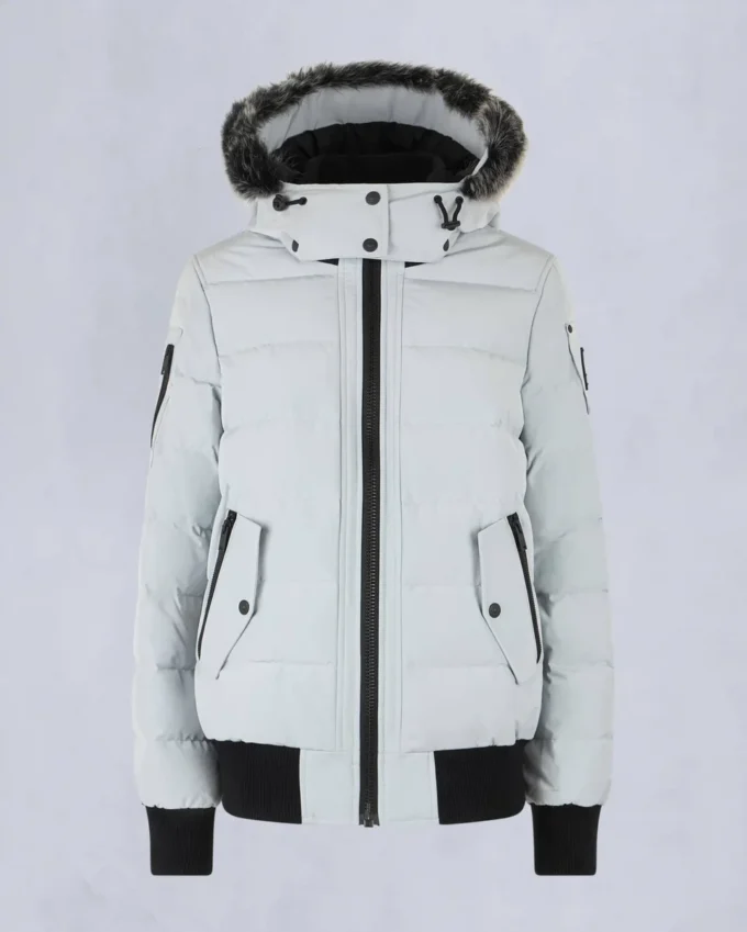 Onyx Ladriere Shearling Trim Bomber Jacket