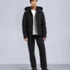 Onyx Round Island Shearling Trim Jacket