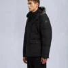 Onyx Round Island Shearling Trim Jacket
