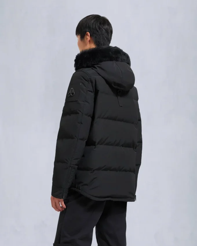 Onyx Round Island Shearling Trim Jacket