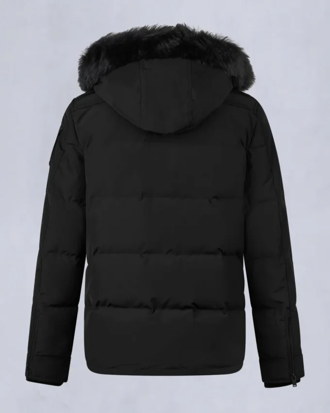 Onyx Round Island Shearling Trim Jacket