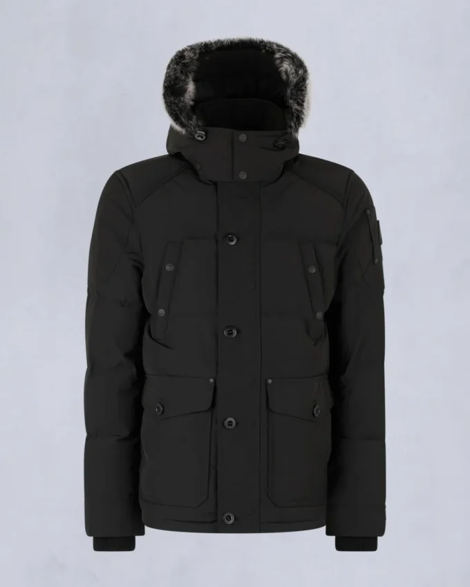 Onyx Round Island Shearling Trim Jacket