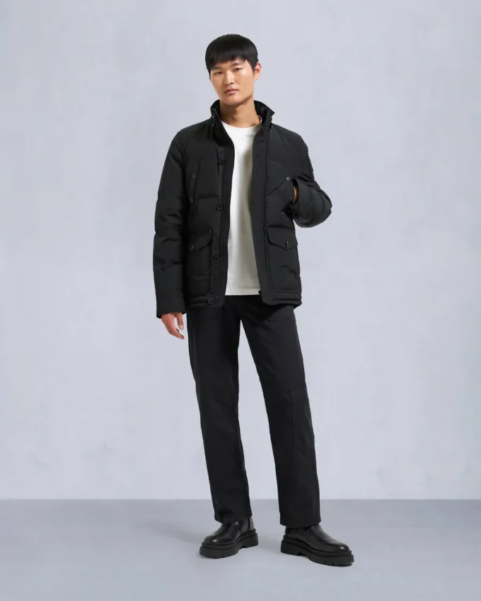 Onyx Round Island Shearling Trim Jacket