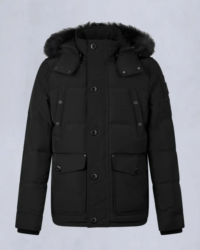 Onyx Round Island Shearling Trim Jacket