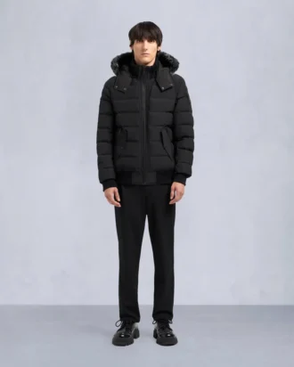 Onyx Scotchtown Shearling Trim Bomber Jacket