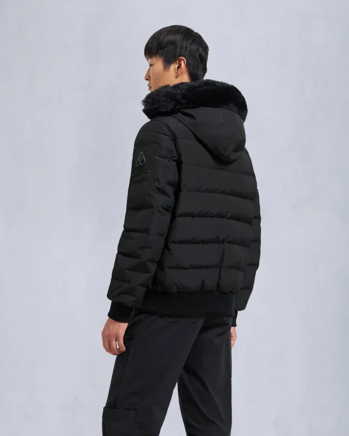 Onyx Scotchtown Shearling Trim Bomber Jacket