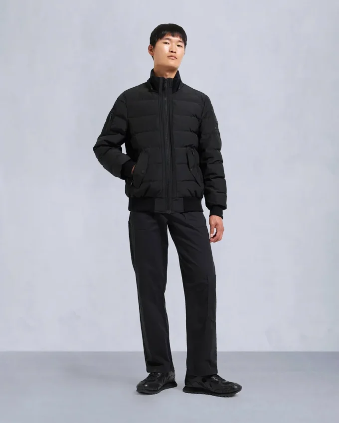 Onyx Scotchtown Shearling Trim Bomber Jacket