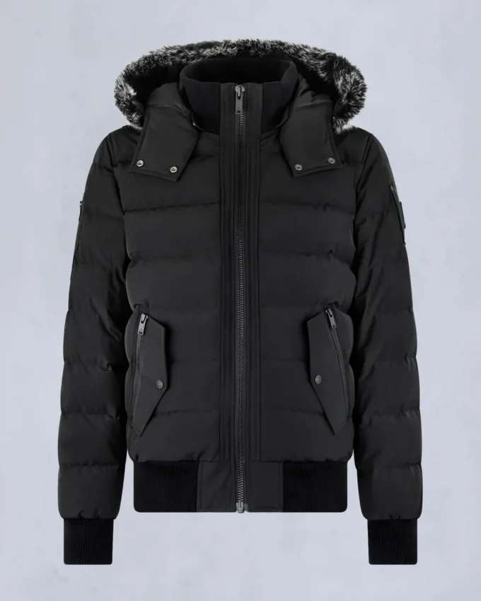 Onyx Scotchtown Shearling Trim Bomber Jacket